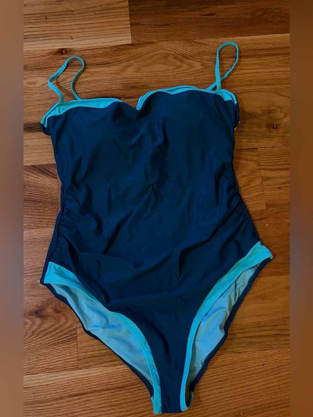 Classic Navy One-Piece Swimsuit with Aqua Trim